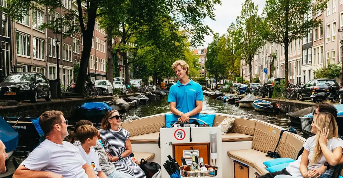 Small open boat canal cruise in Amsterdam