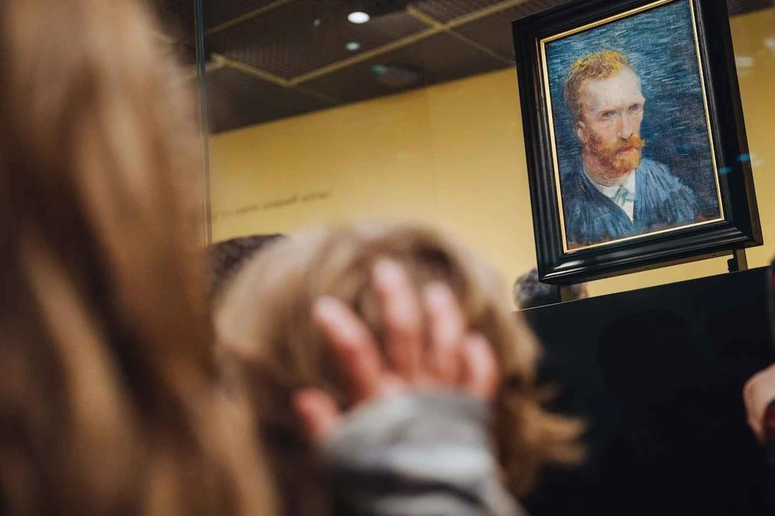 Visitors in a Van Gogh Museum gallery in Amsterdam